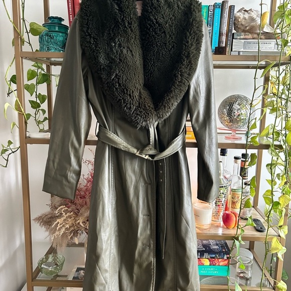 Hutch Liv Olive Faux Leather Coat - Picture 4 of 5